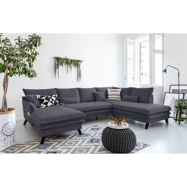 Atracito pilkos spalvos U formos sofa-lova Miuform Charming Charlie, dešinysis kampas-image-3