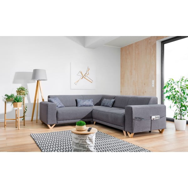 Pilkos spalvos sulankstoma/su sandėliavimo vieta kampinė sofa (su kairiuoju kampu/„L“ formos) Classy Sophie – Miuform-image-3
