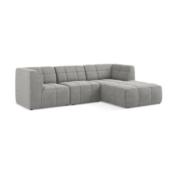 Pilkos spalvos kampinė sofa iš boucle (su dešiniuoju kampu/su gultu) Aloha – Makamii-image-2