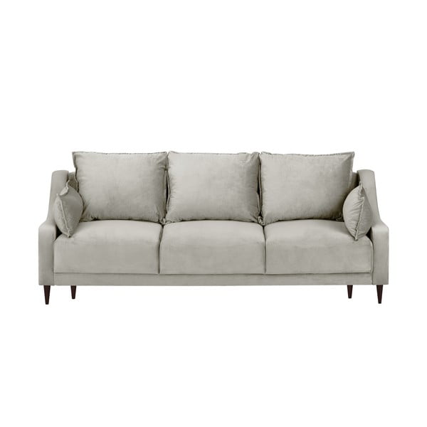 Smėlio spalvos aksominė sofa-lova su patalynės dėže Mazzini Sofas Freesia, 215 cm