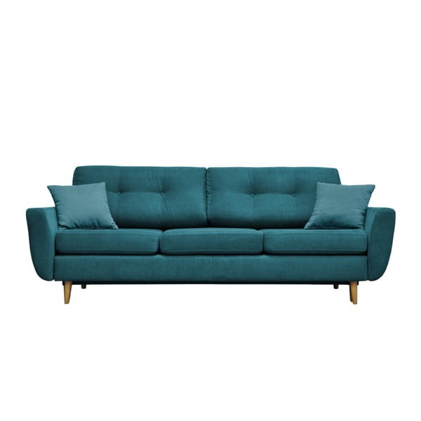 Turkio spalvos sofa lova su šviesiomis kojomis Mazzini Sofos Rose