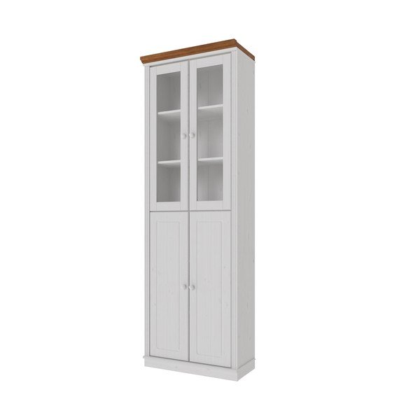 Baltos spalvos/gintarinės spalvos iš pušies masyvo vitrina 74x223x37 cm Anita – Støraa-image-2