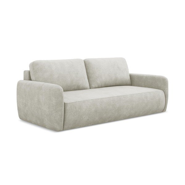 Kreminės spalvos iš šenilinio audinio sulankstoma/su sandėliavimo vieta sofa 218 cm Lilo – Makamii-image-3
