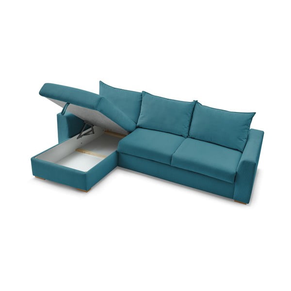 Iš kordinio velveto sulankstoma kampinė sofa mėlynos spalvos (kintama) Augustin – Bobochic Paris-image-4