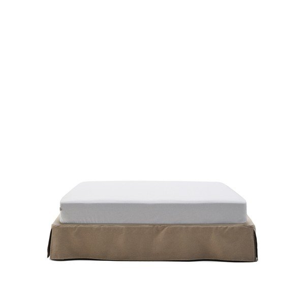 Taupe spalvos dvigulė lova audiniu dengta be galvūgalio 180x200 cm Jaira – Kave Home-image-1