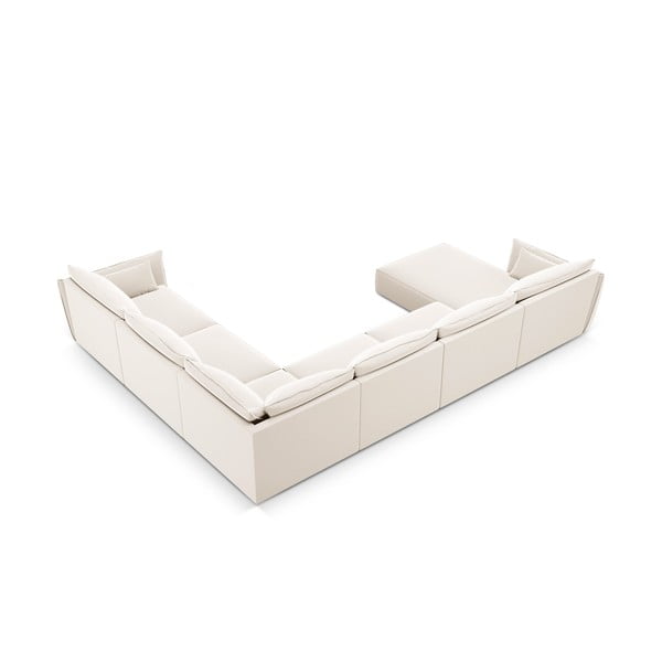 Smėlio spalvos iš velveto kampinė sofa (su dešiniuoju kampu/„U“ formos) Vanda – Mazzini Sofas-image-3