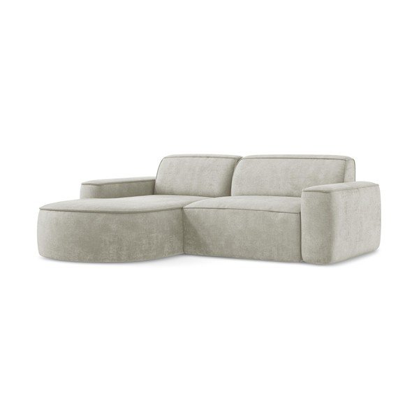 Kreminės spalvos iš šenilinio audinio kampinė sofa (su kairiuoju kampu/su gultu) Omao – Makamii-image-3