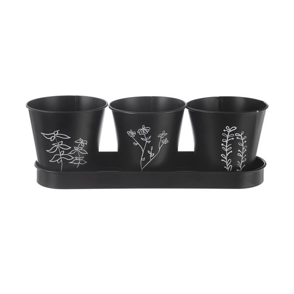Iš metalo vazonai 3 vnt. žolelėms ø 11 cm Black – Orion