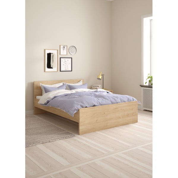 Natūralios spalvos dvigulė lova iš ąžuolo be grotelių 140x200 cm Naia – Tvilum-image-1