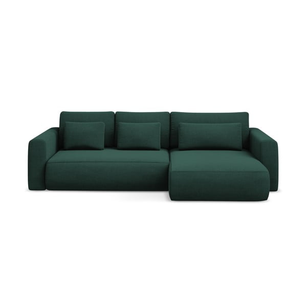 Žalios spalvos sulankstoma/su sandėliavimo vieta kampinė sofa (su dešiniuoju kampu/su gultu) Kapua – Makamii
