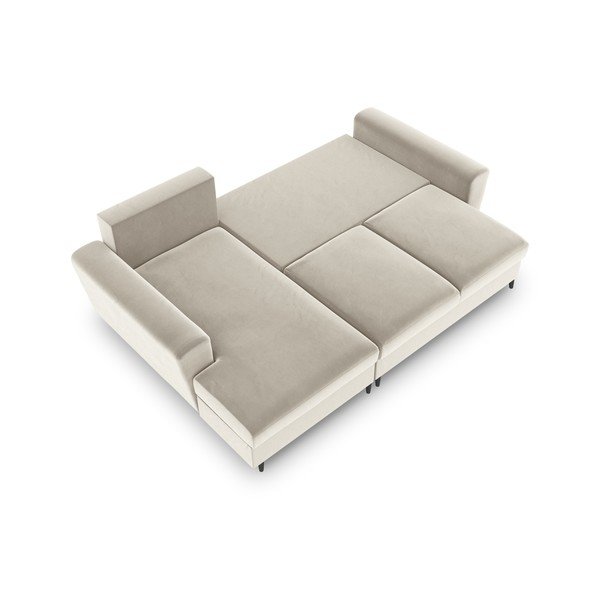 Smėlio spalvos iš velveto sulankstoma/su sandėliavimo vieta kampinė sofa (su kairiuoju kampu/su gultu) Kyoto – Cosmopolitan Design-image-2