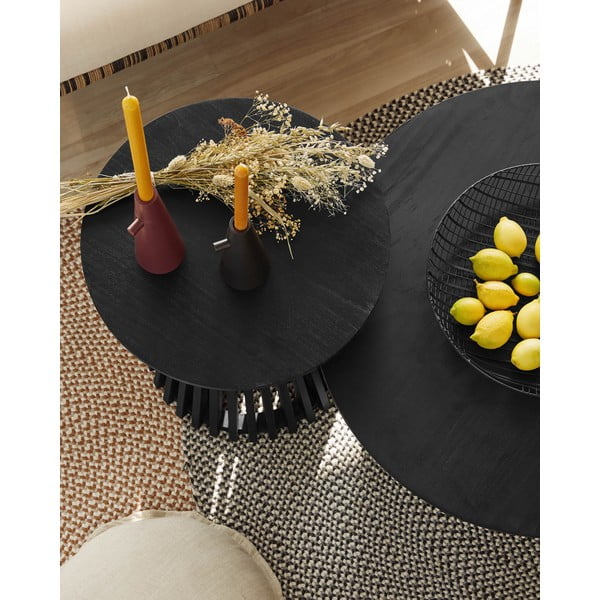 Juodas tikmedžio kavos staliukas Kave Home Irune, ⌀ 80 cm-image-1