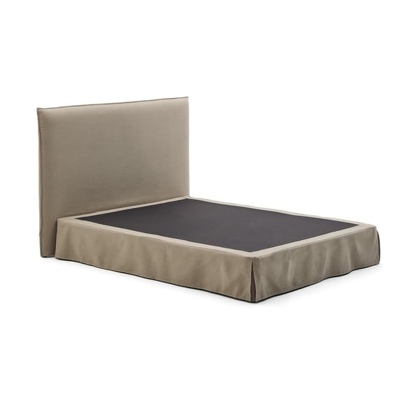 Taupe spalvos dvigulė lova audiniu dengta 160x200 cm Jaira – Kave Home