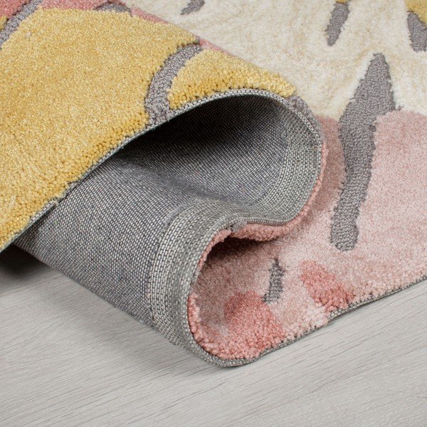 Rožinės ir geltonos spalvos kilimas Flair Rugs Woodgrain, 120 x 170 cm-image-1