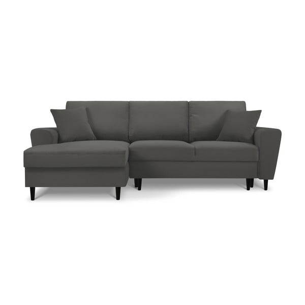 Tamsiai pilkos spalvos iš kordinio velveto sulankstoma/su sandėliavimo vieta kampinė sofa (su kairiuoju kampu/su gultu) Kyoto – Cosmopolitan Design