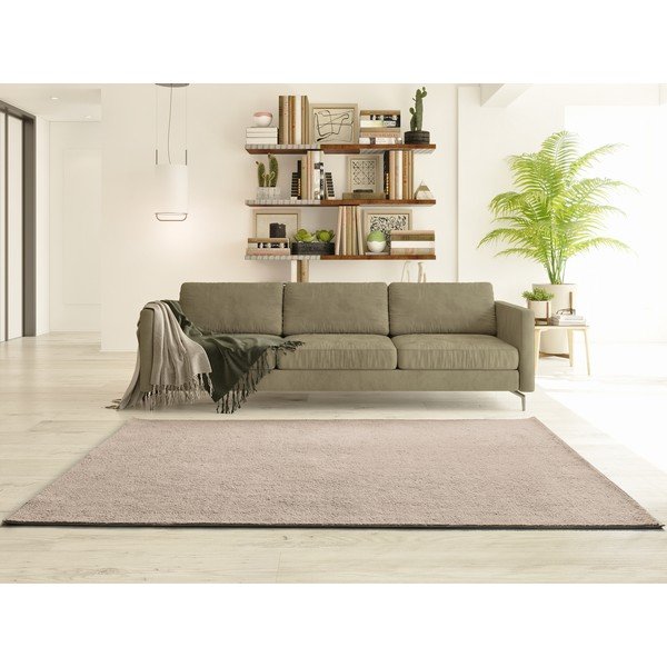Kilimas iš mikropluošto smėlio spalvos 120x170 cm Coraline Liso – Universal-image-2