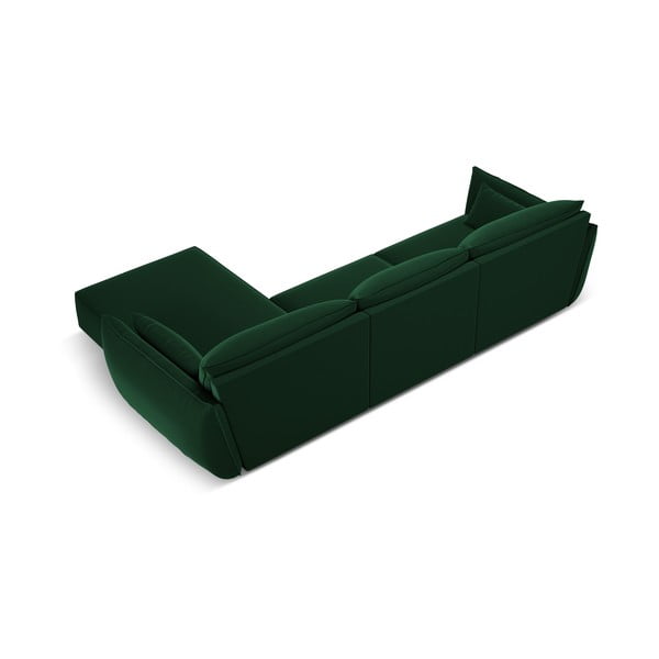 Tamsiai žalios spalvos iš velveto kampinė sofa (su dešiniuoju kampu/su gultu) Vanda – Mazzini Sofas-image-3