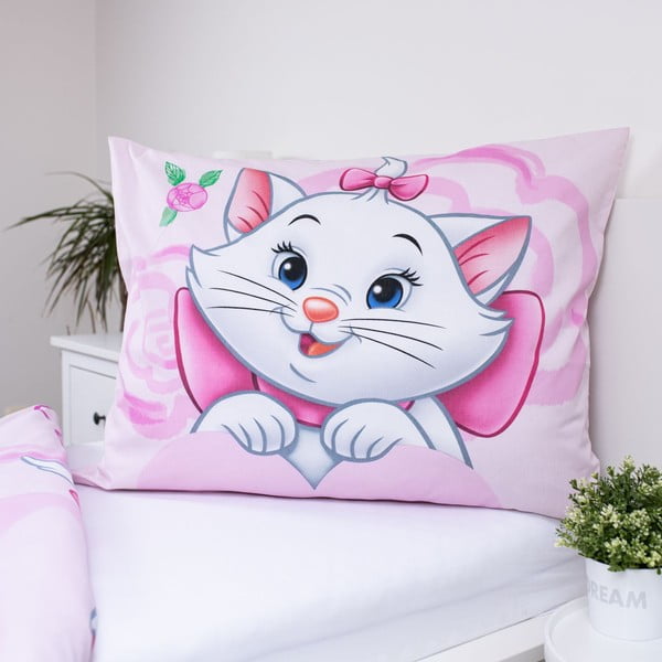 Rožinės spalvos iš medvilnės viengulė vaikiška patalynė 140x200 cm Marie Cat "Pink" – Jerry Fabrics-image-3
