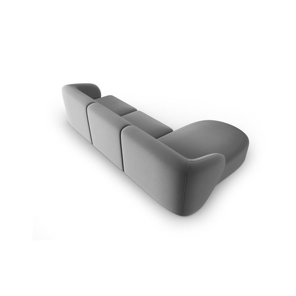 Pilkos spalvos iš velveto kampinė sofa (su kairiuoju kampu/su gultu) Paolo – Milo Casa-image-3