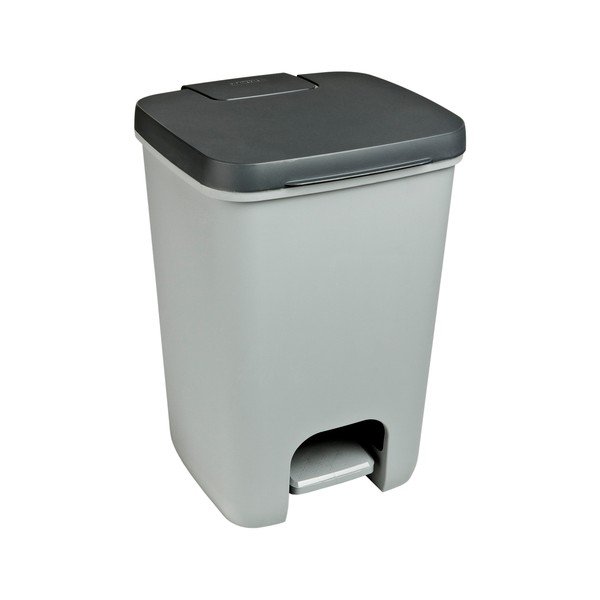 Pilkos spalvos iš plastiko šiukšliadėžė su pedalu 20 l Essentials – Curver