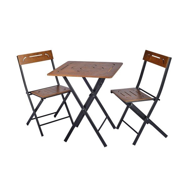 Sodo valgomojo komplektas tamsiai rudos spalvos 2 žmonėms Bistro – Floriane Garden-image-2