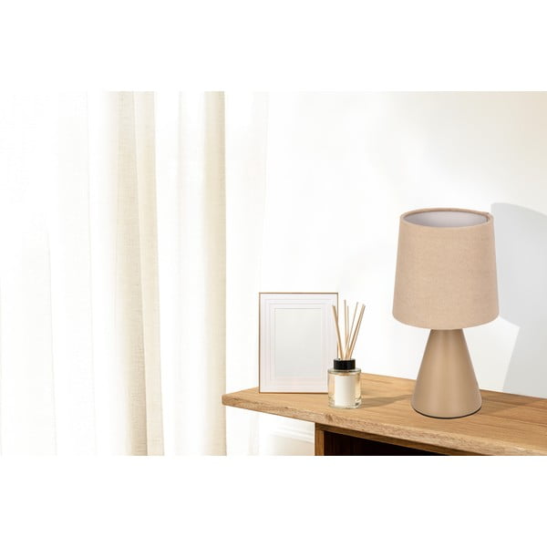 Smėlio spalvos stalinis šviestuvas (aukštis 24,5 cm) su tekstiliniu gaubtu Satti – Candellux Lighting-image-1
