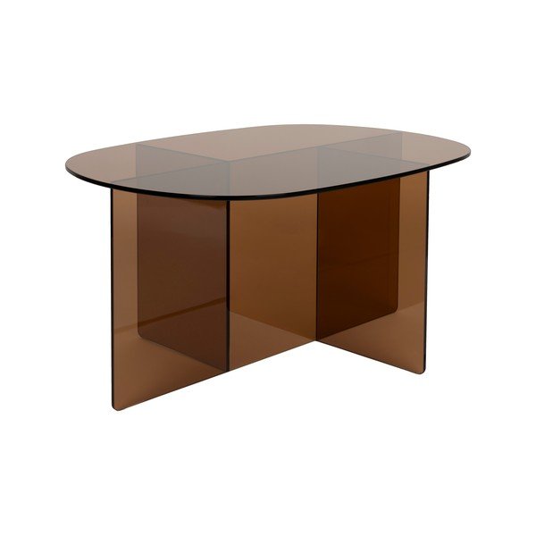 Rudos spalvos iš stiklo kavos staliukas 60x80 cm Linea – Zuiver
