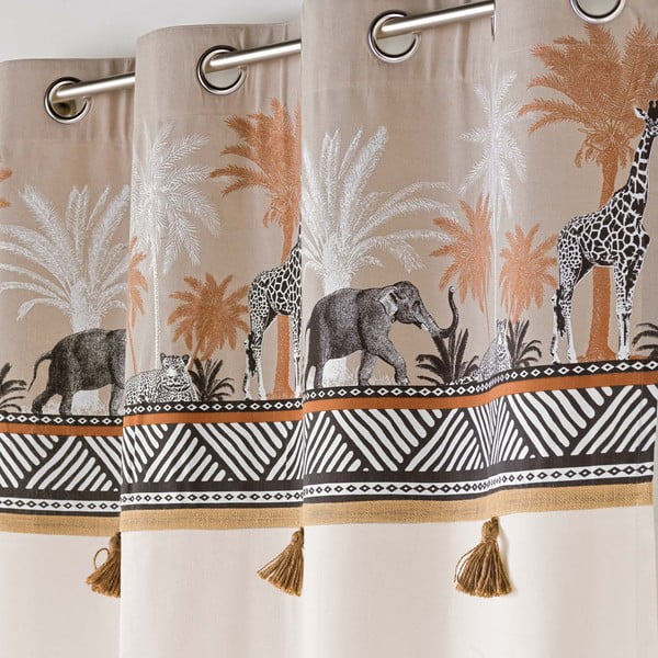 Rudos spalvos/natūralios spalvos iš medvilnės užuolaida 140x240 cm Kenya Lodge – douceur d'intérieur-image-1