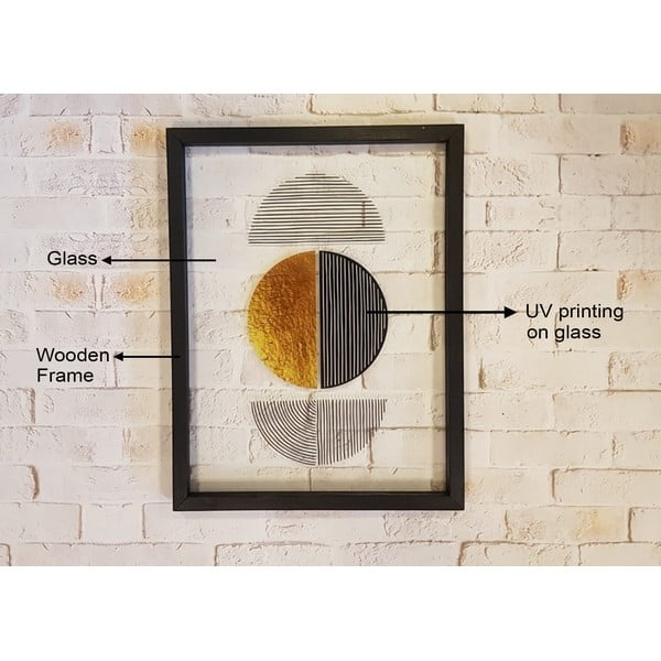 Stiklo paveikslas juodame rėmelyje Vavien Artwork Shapes II., 32 x 42 cm-image-2