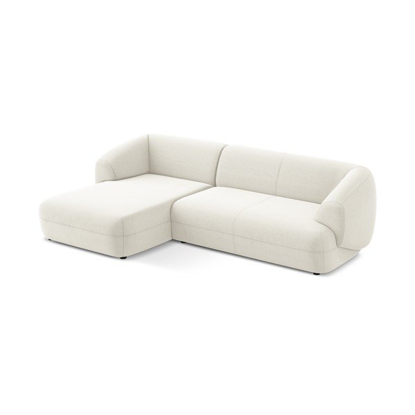 Baltos spalvos iš velveto kampinė sofa (su kairiuoju kampu) Moana – Makamii-image-3