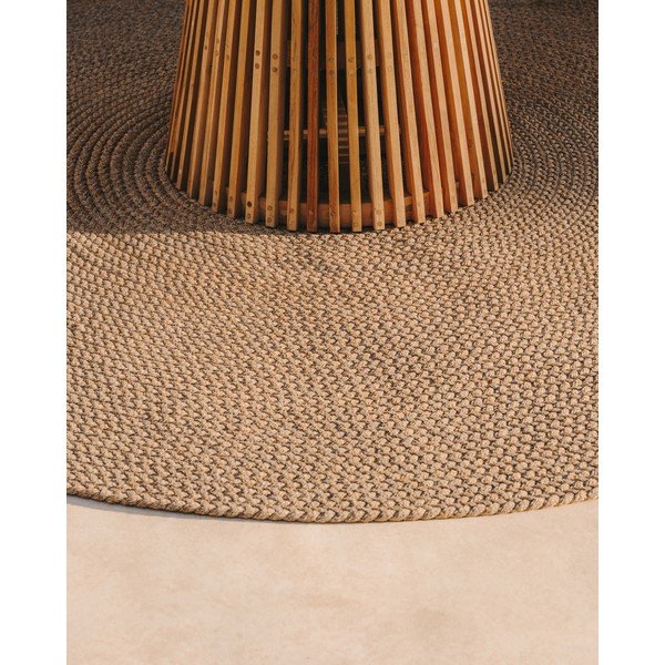 Iš perdirbto pluošto apvalios formos lauko kilimas smėlio spalvos ø 200 cm Despas – Kave Home-image-2