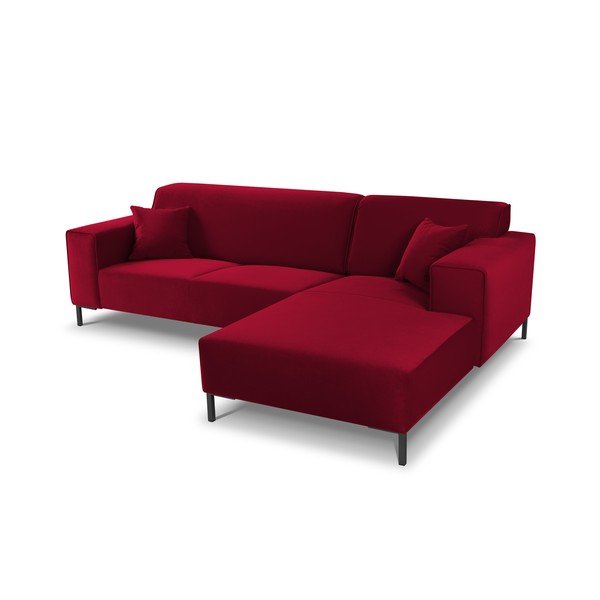 Raudona aksominė kampinė sofa Cosmopolitan Design Siena, kampas dešinėje-image-4