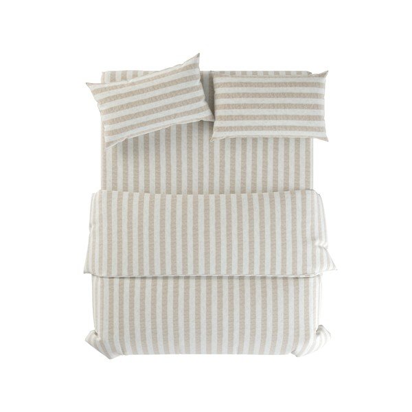 Šviesiai pilkos spalvos/kreminės spalvos iš lino dvigulė patalynė 200x200 cm Natural Stripes – Native Natural