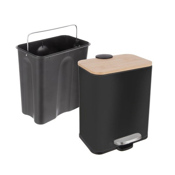 Juodos spalvos iš nerūdijančio plieno šiukšliadėžė su pedalu 5 l Black – Orion-image-4