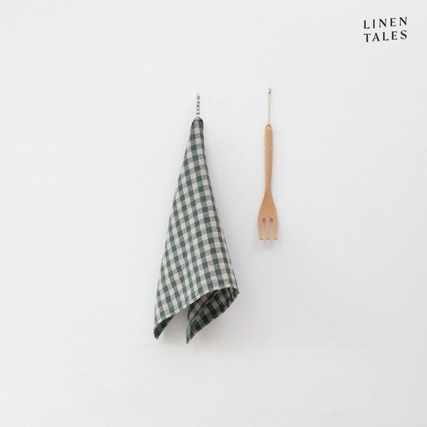 Iš lino virtuvės rankšluostis 45x65 cm Forest Green Gingham – Linen Tales
