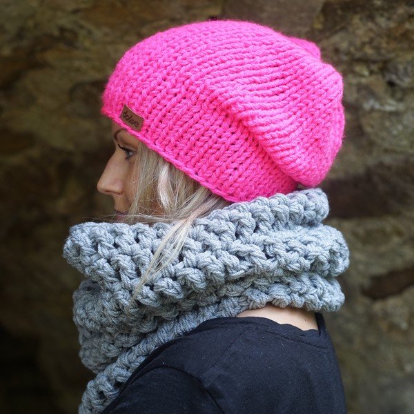 Rankomis megzta kepurė DOKE Pink Beanie-image-3