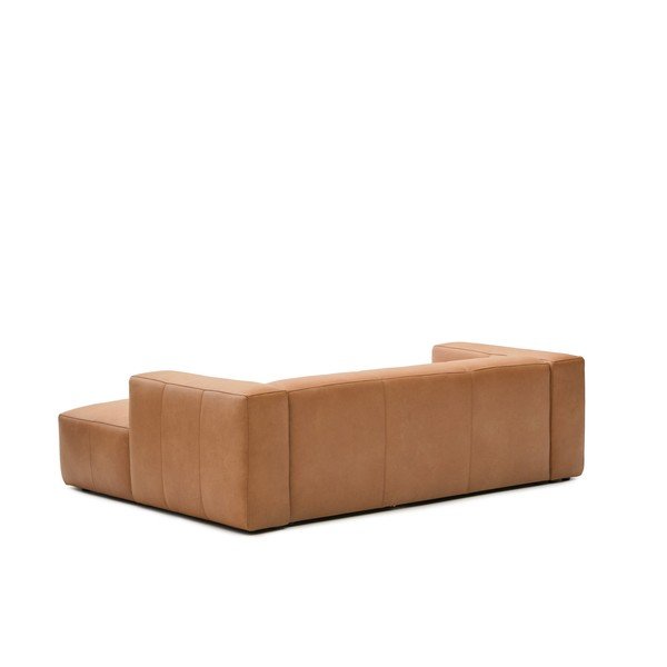 Rudos spalvos kampinė sofa iš odos (su dešiniuoju kampu/su gultu) Blok – Kave Home-image-4