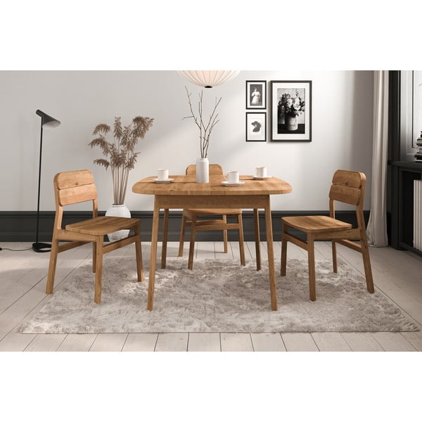 Valgomojo stalas iš ąžuolo masyvo natūralios spalvos 90x200 cm Twig – The Beds-image-4