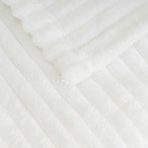 Baltos spalvos iš mikropliušo antklodė ir pledas 130x160 cm Fur Velvet – Casa Selección-image-1