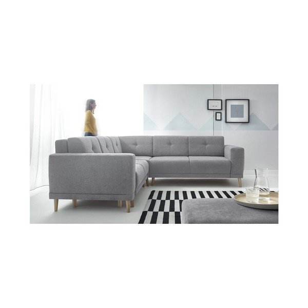 Bobochic Paris Luna pilka kampinė sofa-lova su otomanu-image-3