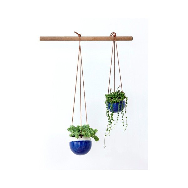 Mėlynas pakabinamas puodas su odine ladele, ⌀ 10,8 cm-image-1