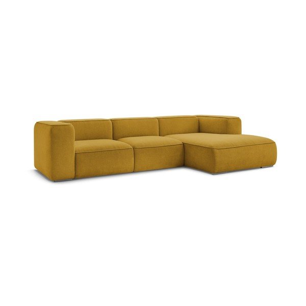 Iš boucle kampinė sofa ochros spalvos (su dešiniuoju kampu) Zephyr – Bobochic Paris-image-3