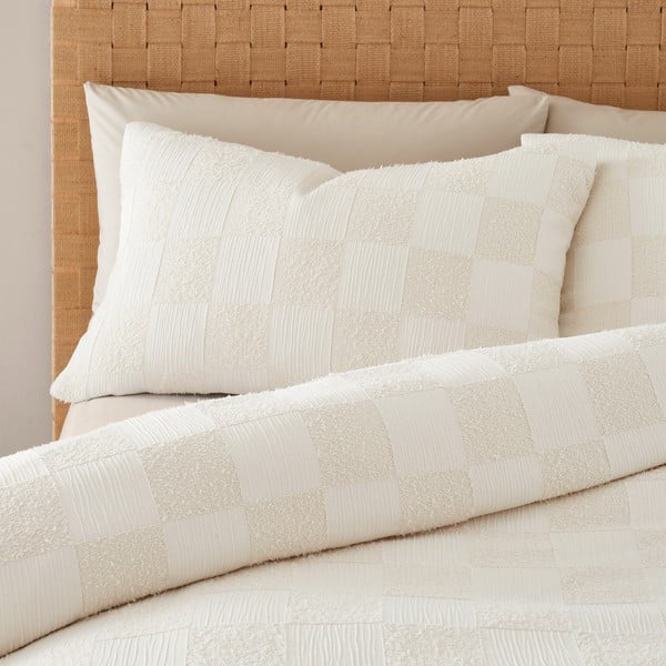 Dvigulė/itin ilga patalynė kreminės spalvos iš boucle 230x220 cm Cosy Checkerboard – Catherine Lansfield-image-2