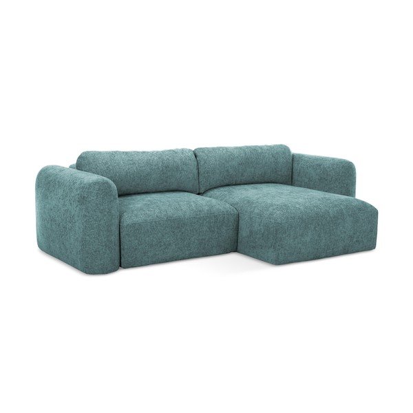 Mėlynos spalvos iš šenilinio audinio sulankstoma/su sandėliavimo vieta kampinė sofa (su dešiniuoju kampu/su gultu) Mele – Makamii-image-1