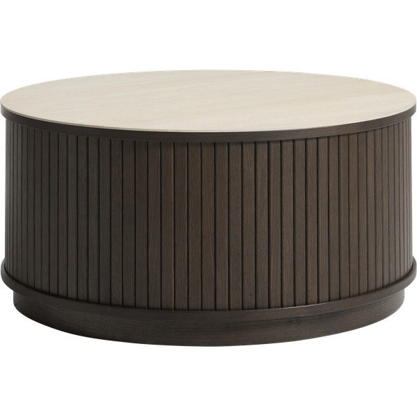 Tamsios natūralios spalvos iš keraminės plokštės apvalios formos kavos staliukas ø 85 cm Enna – Unique Furniture-image-4