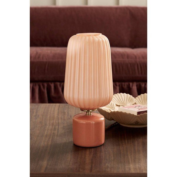 Rausvos spalvos iš stiklo stalinis šviestuvas (aukštis 40 cm) Daria – Ellos Home-image-2