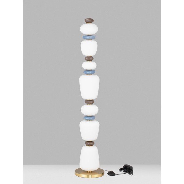 Baltos spalvos/auksinės spalvos iš metalo pastatomas šviestuvas LED su pritemdymo funkcija (aukštis 130,5 cm) su porcelianiniu gaubtu/su stiklo gaubtu Palo – Nova Luce-image-2