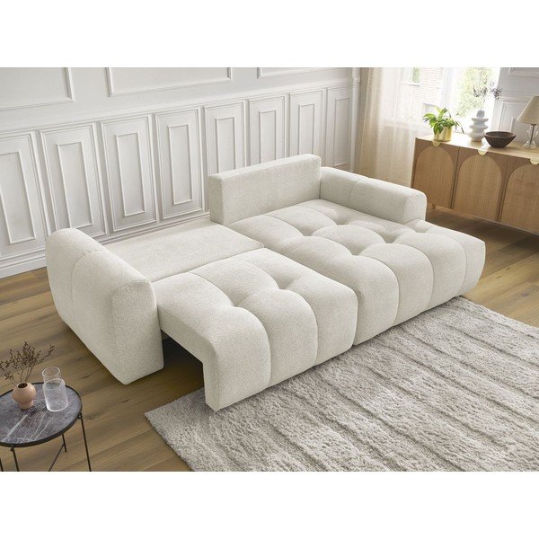 Baltos spalvos sulankstoma/su sandėliavimo vieta kampinė sofa iš šenilinio audinio (su dešiniuoju kampu/su gultu) Roxelane – Bobochic Paris-image-4