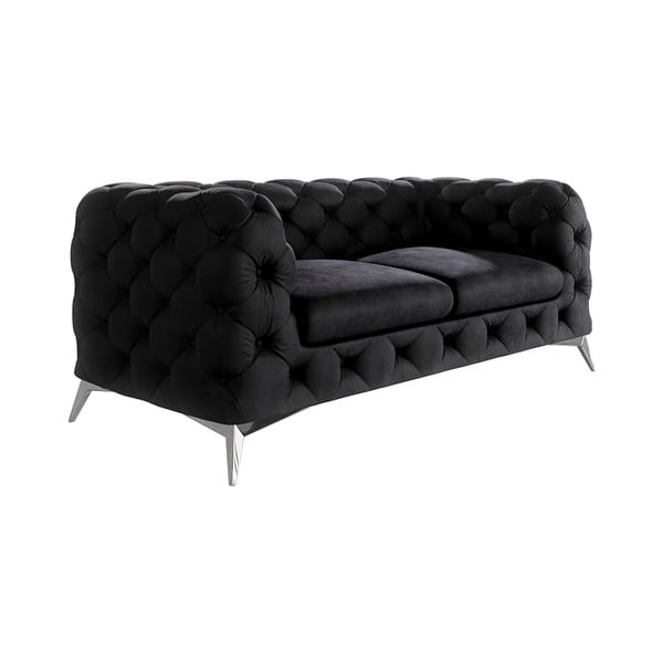 Juodos spalvos iš velveto sofa 185 cm Chelsea – Ropez-image-1