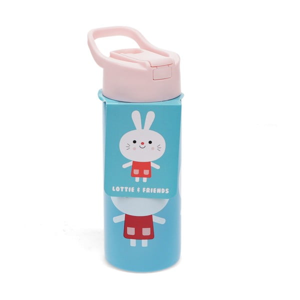Šviesiai mėlynos spalvos iš nerūdijančio plieno vaikiškas buteliukas 500 ml Lottie & Friends – Rex London-image-4
